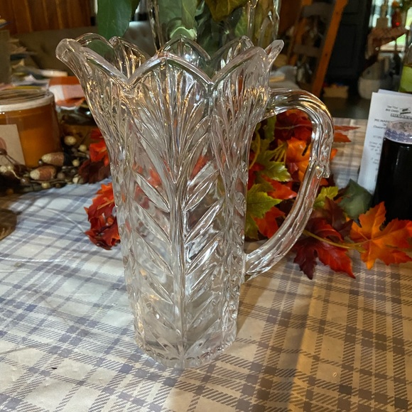 Vintage cut crystal tulip water pitcher